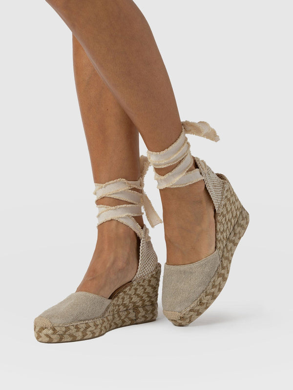 Rowe Espadrille Tie Wedges - Cream - Women's Sandals | Saint + Sofia® USA