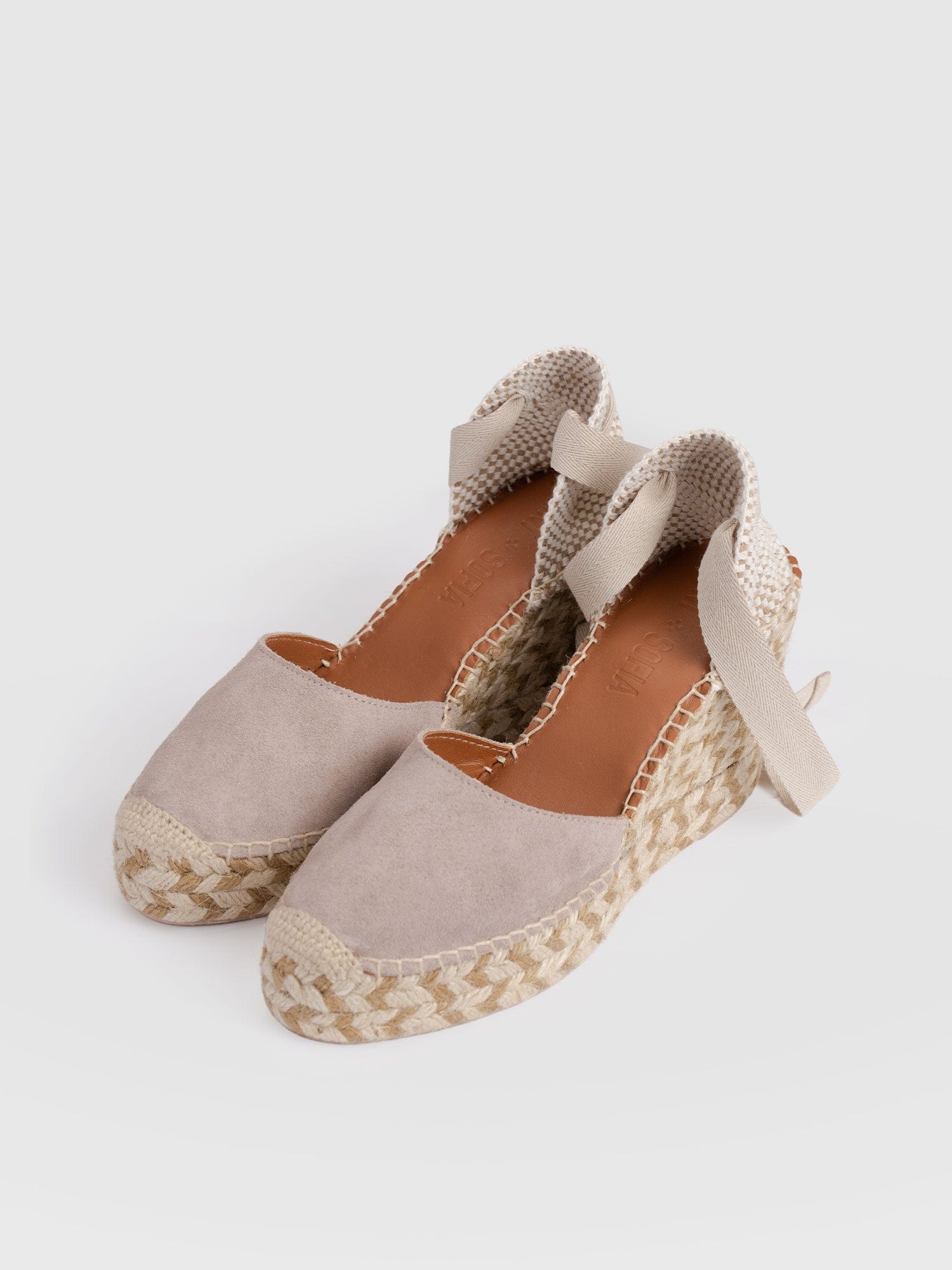 Rowe Espadrille Tie Wedges - Sand Suede - Women's Shoes | Saint + Sofia® USA