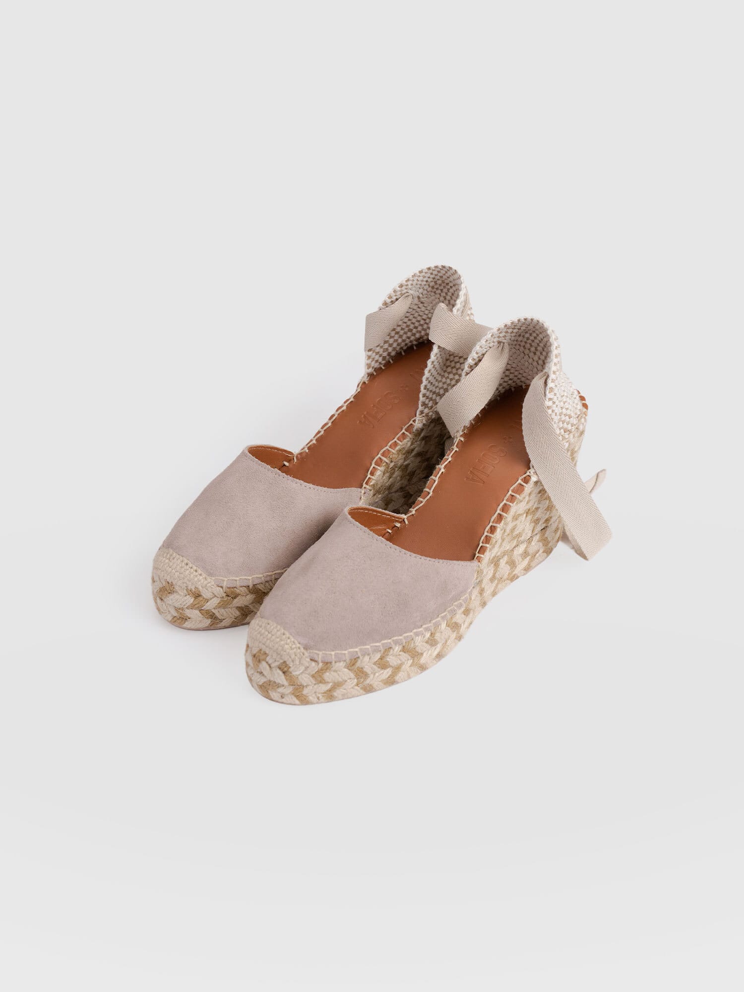 Rowe Espadrille Tie Wedges - Sand Suede - Women's Shoes | Saint + Sofia® USA
