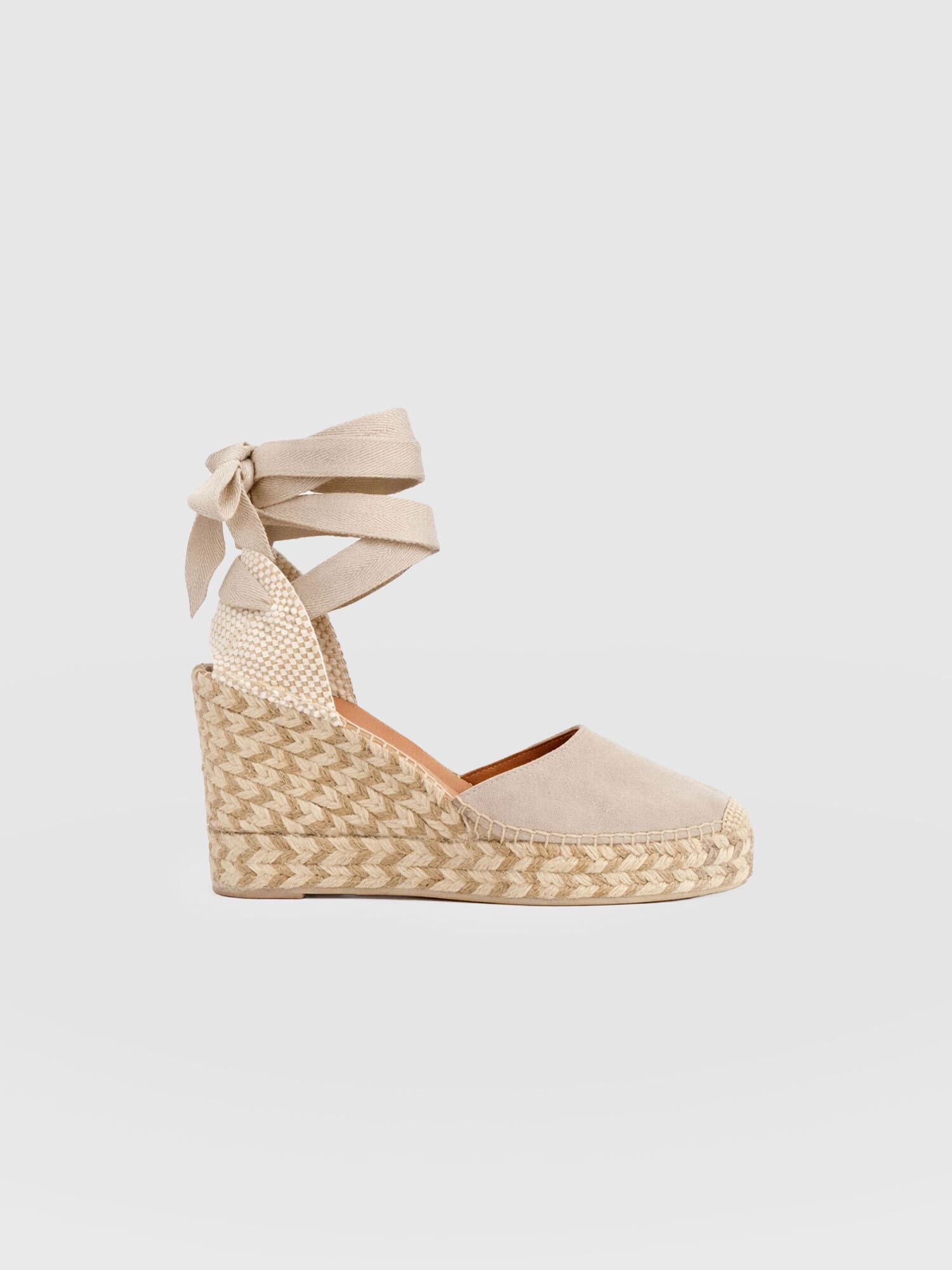 Rowe Espadrille Tie Wedges - Sand Suede - Women's Shoes | Saint + Sofia® USA
