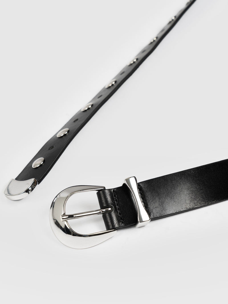 Roxie Studded Belt Black - Leather Belts | Saint + Sofia® UK