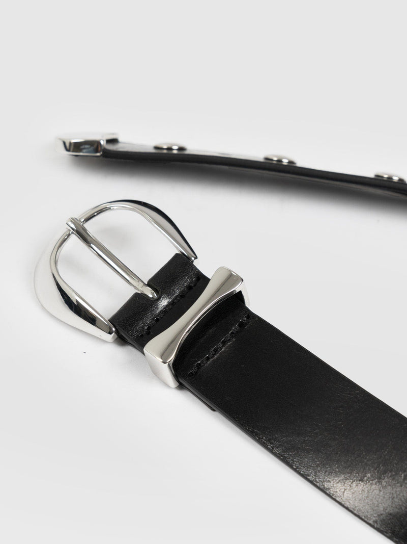 Roxie Studded Belt Black - Leather Belts | Saint + Sofia® UK