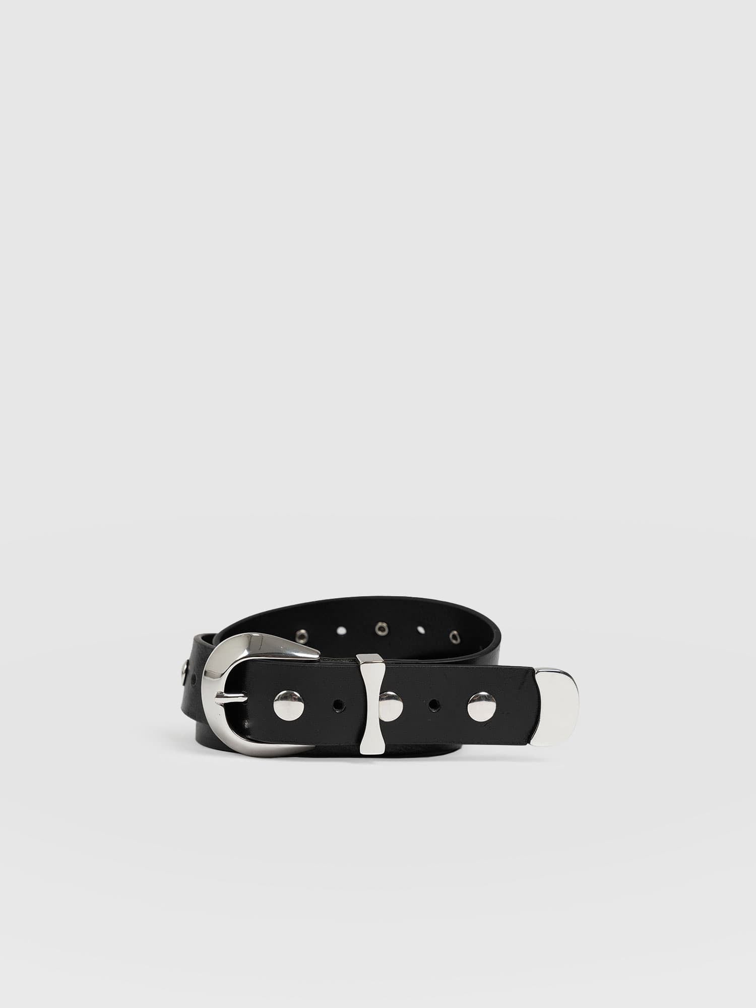 Roxie Studded Belt Black - Leather Belts | Saint + Sofia® US