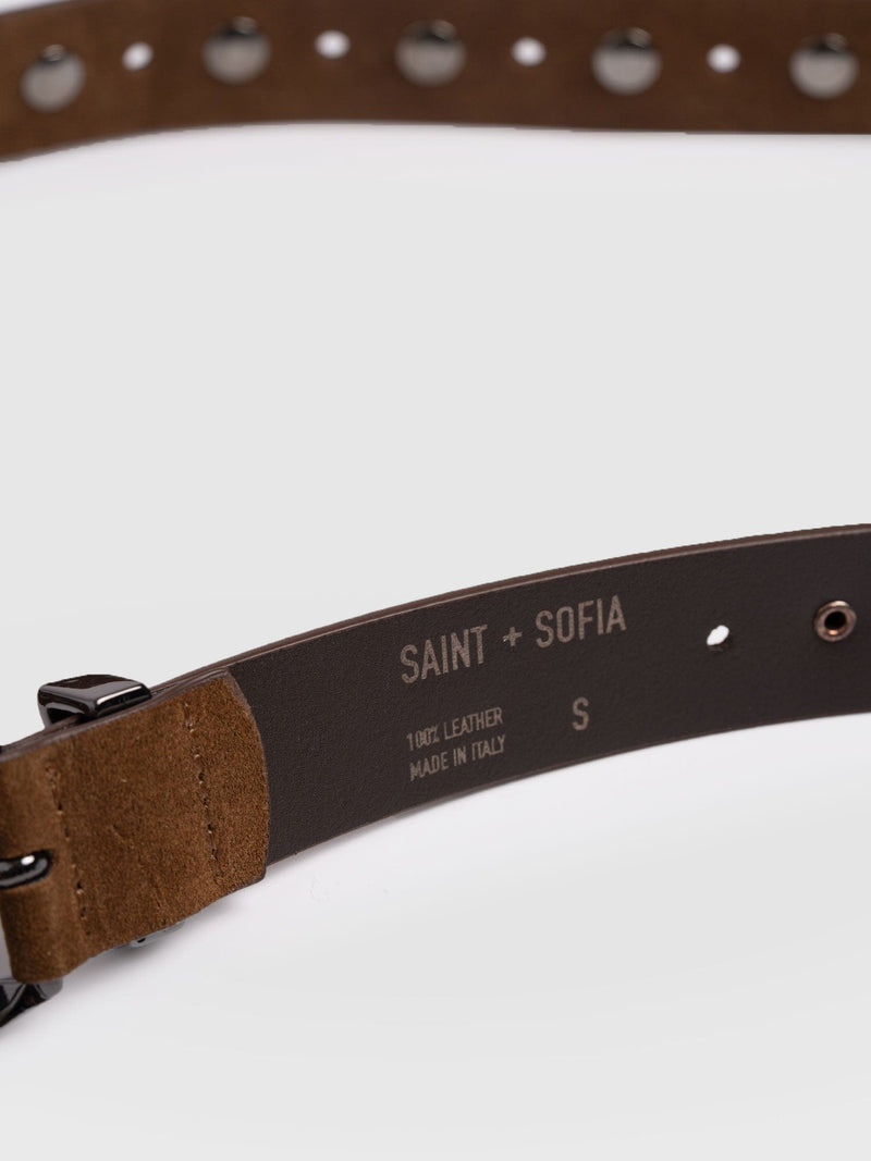 Roxie Studded Belt - Camel - Women's Accessories | Saint + Sofia® USA