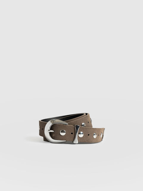 Roxie Studded Belt Taupe - Leather Belts | Saint + Sofia® US