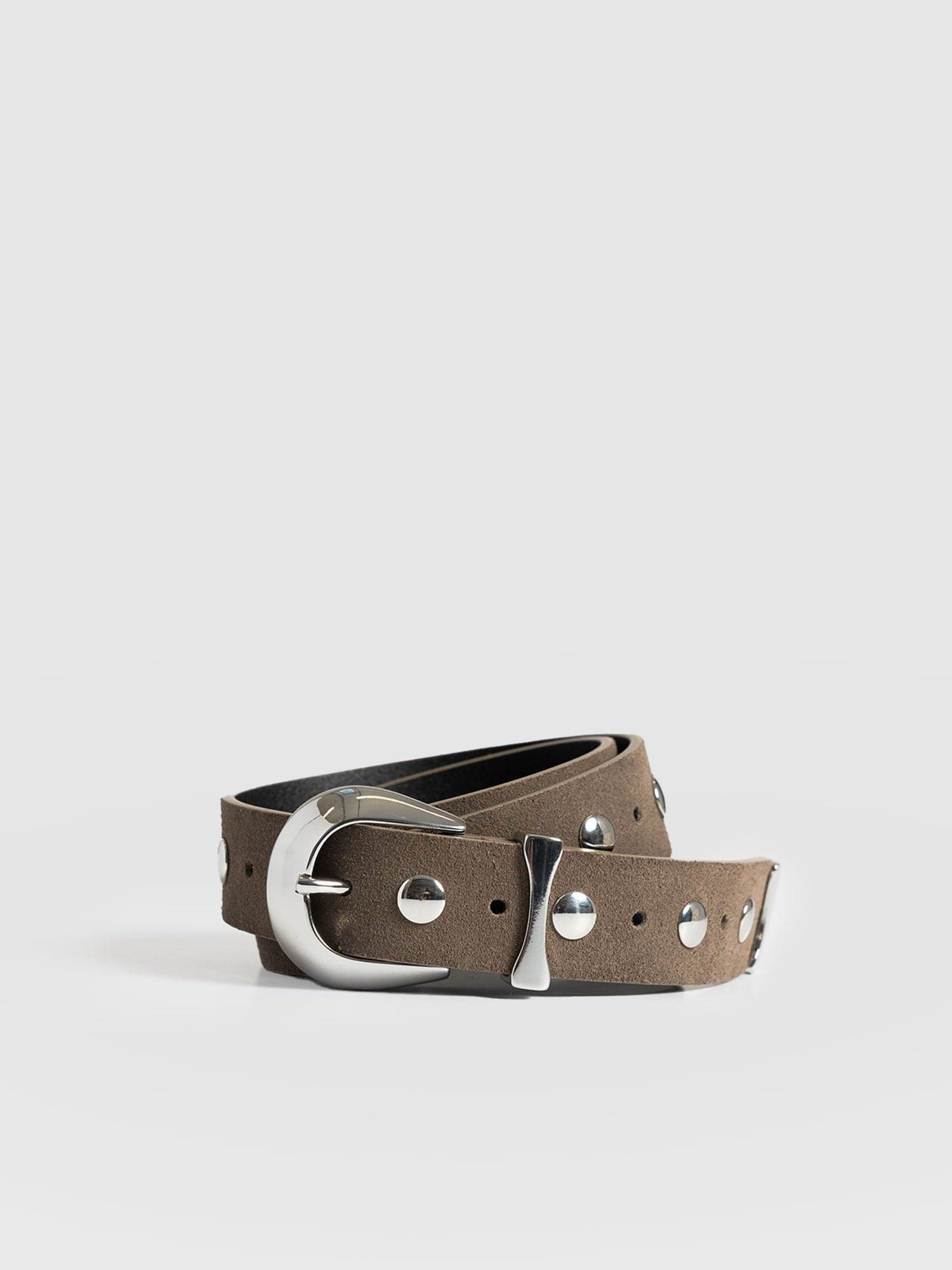 Roxie Studded Belt Taupe - Leather Belts | Saint + Sofia® US