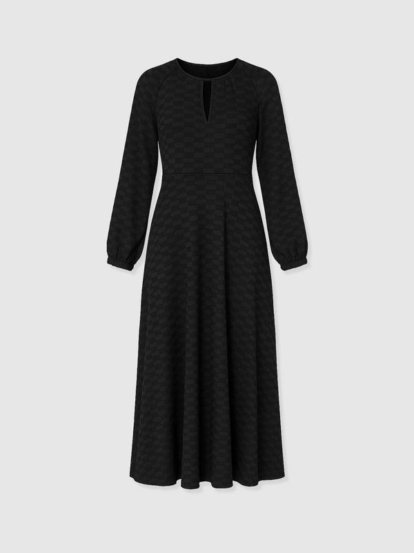 Ruby Flare Midi Dress - Black Jacquard - Women's Dresses | Saint + Sofia® USA