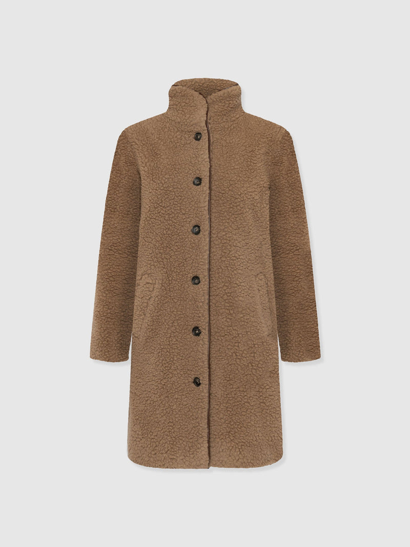 Rumer Teddy Coat - Camel - Women's Outerwears | Saint + Sofia® USA