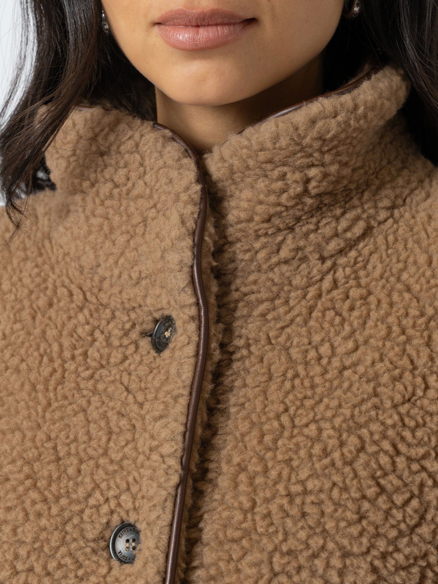 Rumer Teddy Coat - Camel - Women's Outerwears | Saint + Sofia® USA