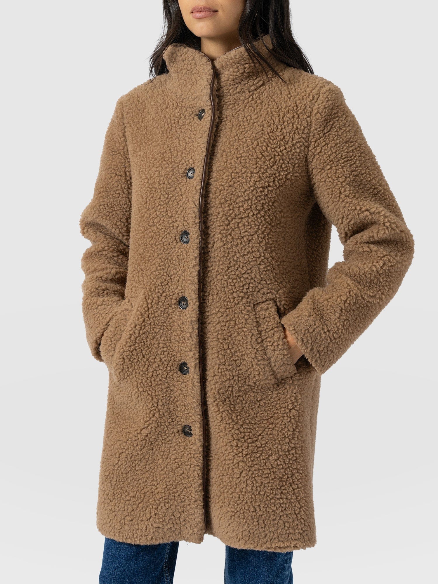 Rumer Teddy Coat - Camel - Women's Outerwears | Saint + Sofia® USA