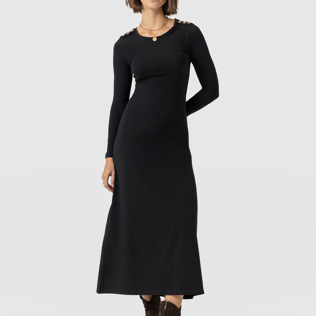 black full maxi dress Saint + Sofia | Women's Runway Maxi Dress | Dresses | Black