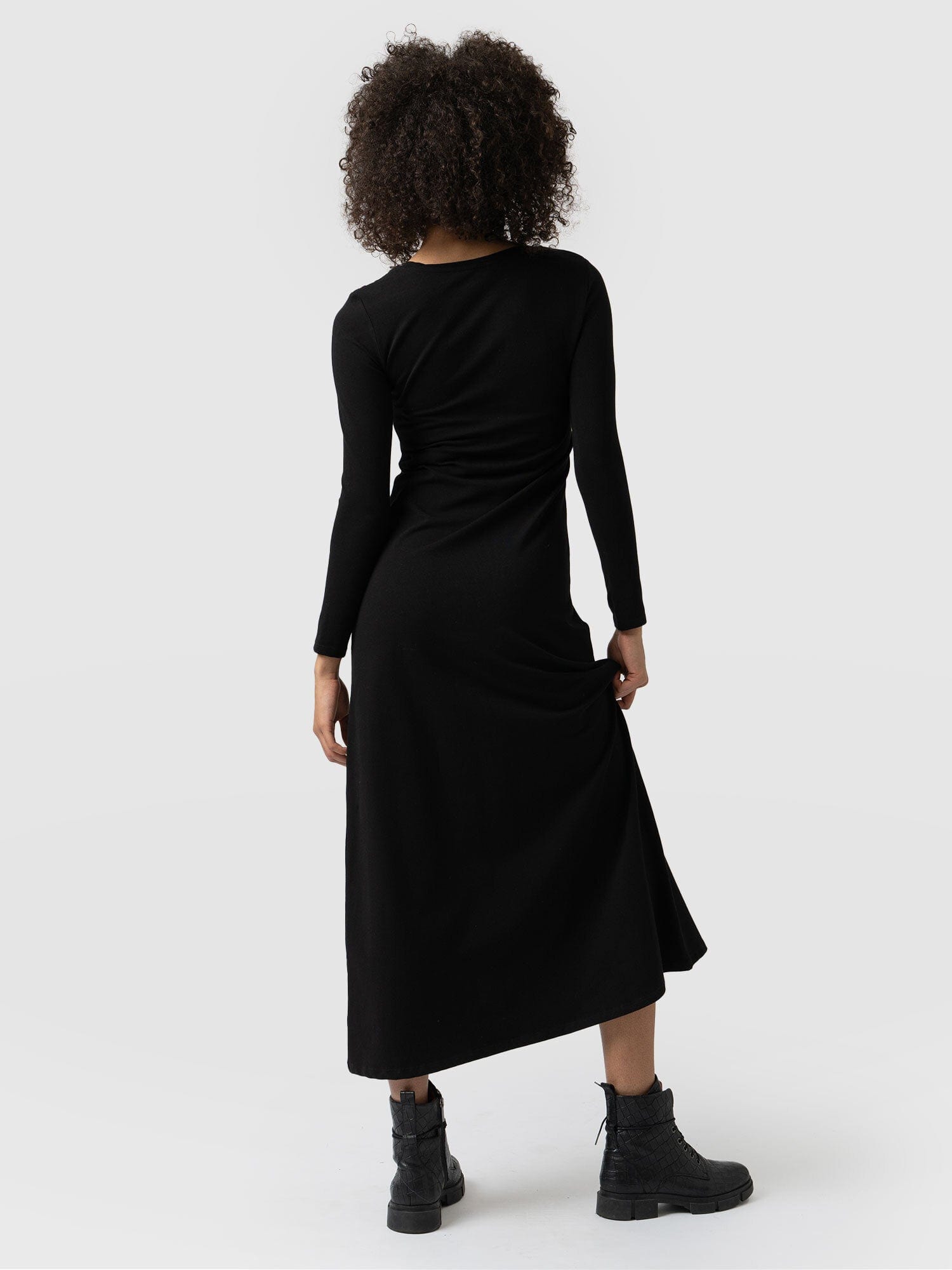 Stunning Women Black Printed Detail Maxi Dress– Inddus.in