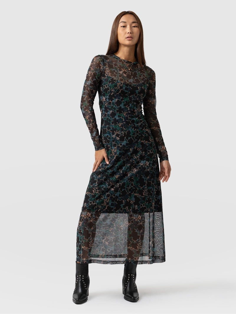 Maddison Black Long Sleeve Mesh Mini Dress – Beginning Boutique US