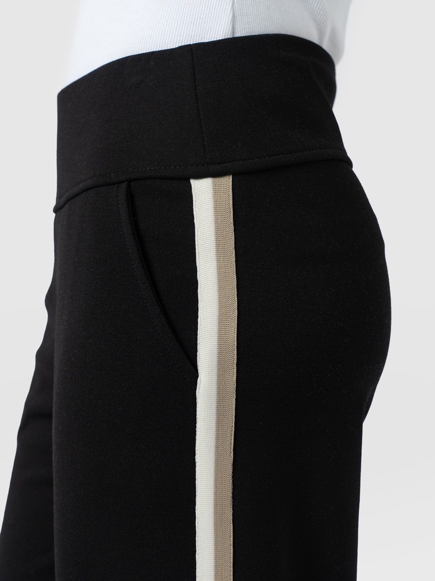 Runway Pant - Black - Cream/Beige Stripe - Women's Pants | Saint + Sofia® USA