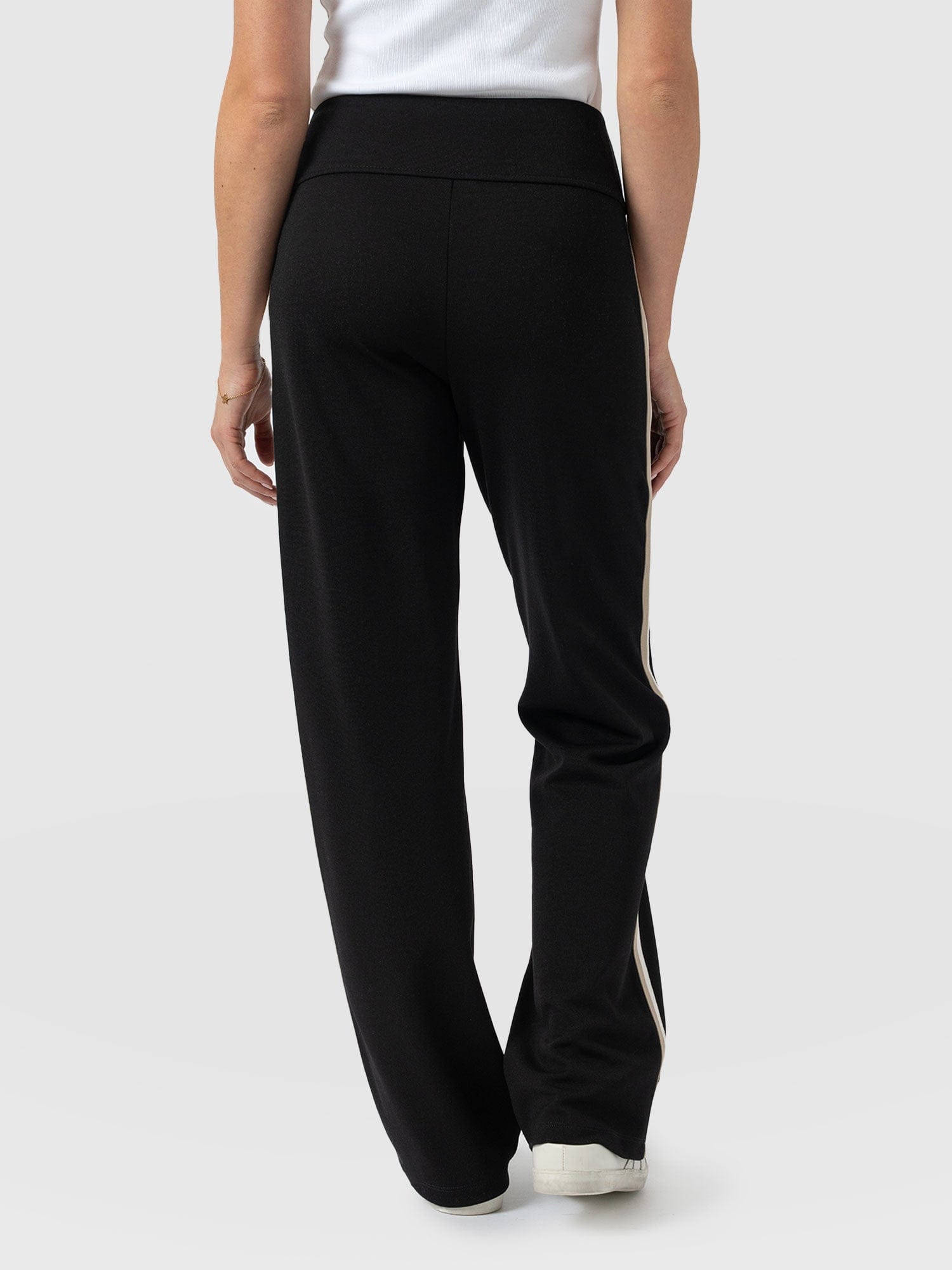 Runway Pant - Black - Cream/Beige Stripe - Women's Pants | Saint + Sofia® USA