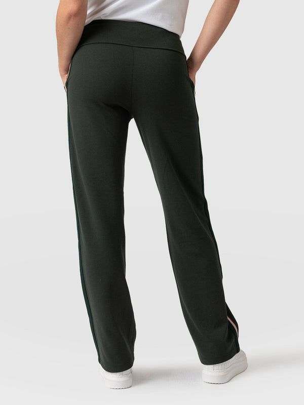 Runway Pant Bottle Green with Red Lurex Tape - Women's Trousers | Saint + Sofia® USA