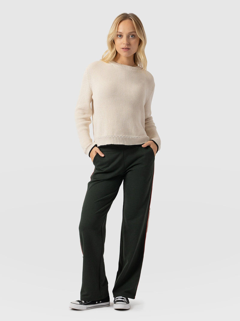 Runway Pant Bottle Green with Red Lurex Tape - Women's Trousers | Saint + Sofia® USA