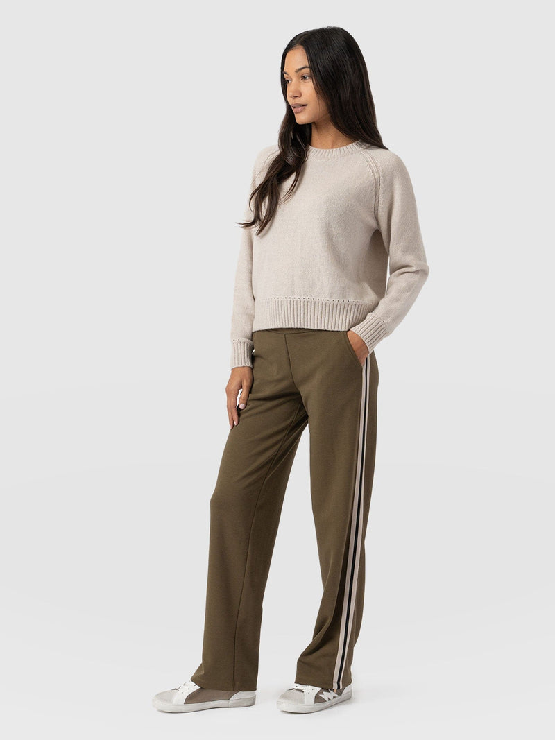 Runway Pant Bottle Khaki with Cream Stripe - Women's Pants | Saint + Sofia® US