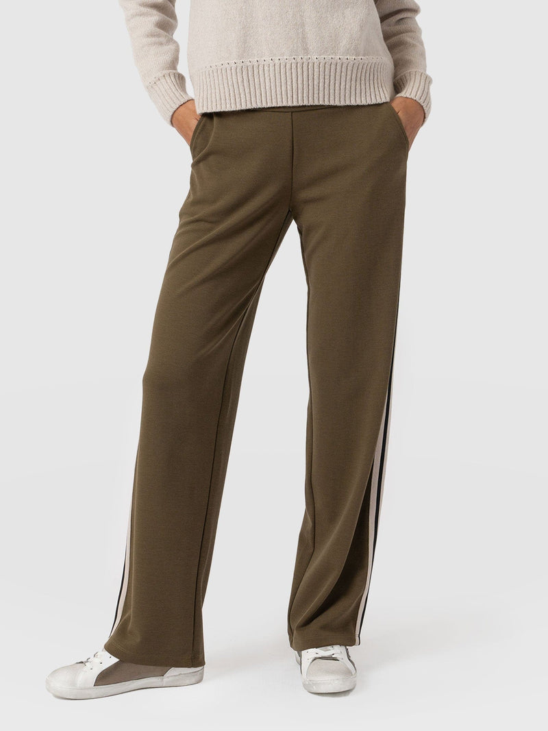 Runway Pant Bottle Khaki with Cream Stripe - Women's Pants | Saint + Sofia® US