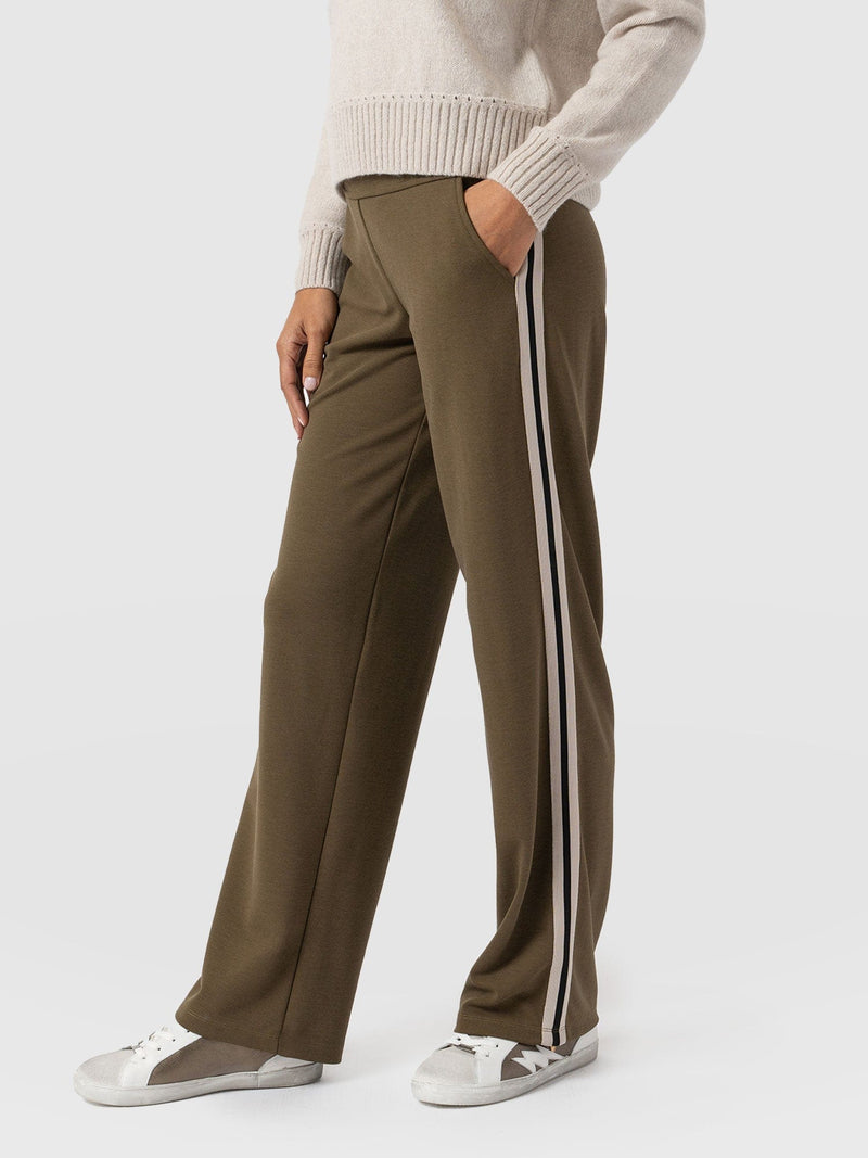 Runway Pant Bottle Khaki with Cream Stripe - Women's Pants | Saint + Sofia® US