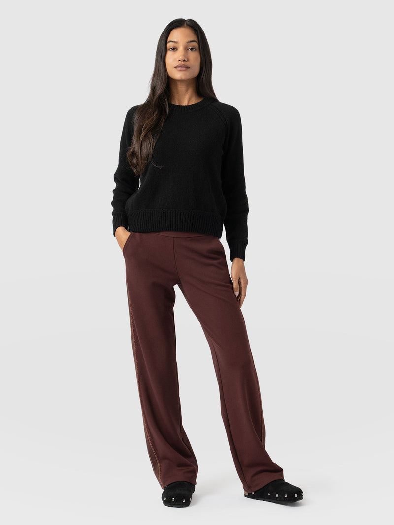 Runway Pant Bottle Maroon with Bronze Stripe - Women's Pants | Saint + Sofia® US