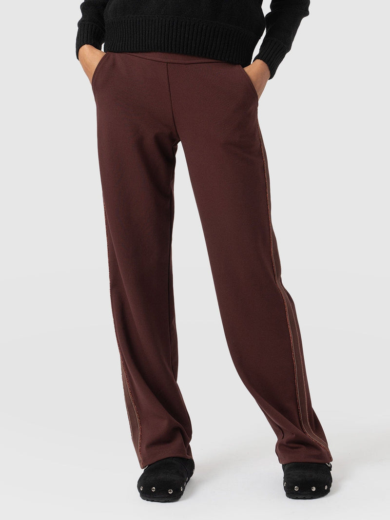 Runway Pant Bottle Maroon with Bronze Stripe - Women's Pants | Saint + Sofia® US