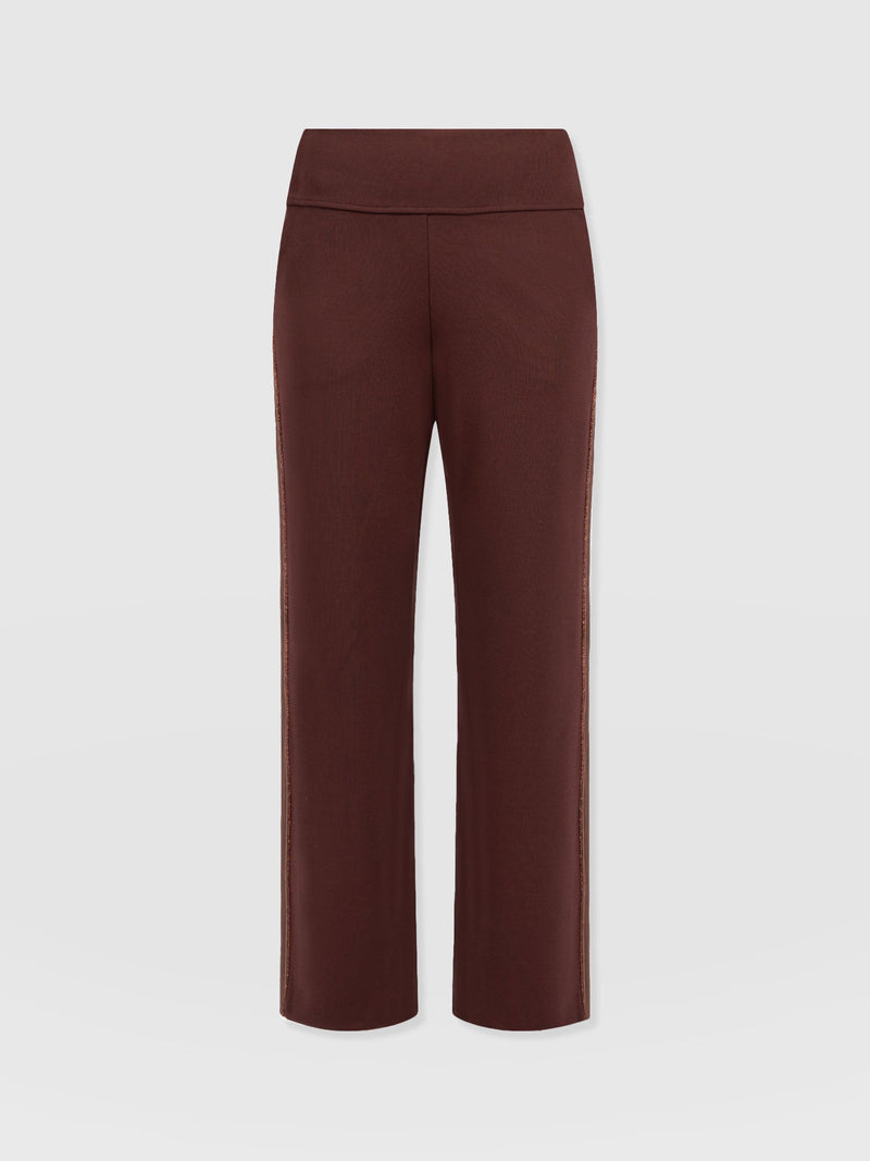 Runway Pant Bottle Maroon with Bronze Stripe - Women's Pants | Saint + Sofia® US