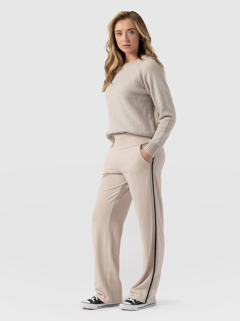 Runway Pant Light Beige with Gold Lurex Tape - Women's Trousers | Saint + Sofia® USA