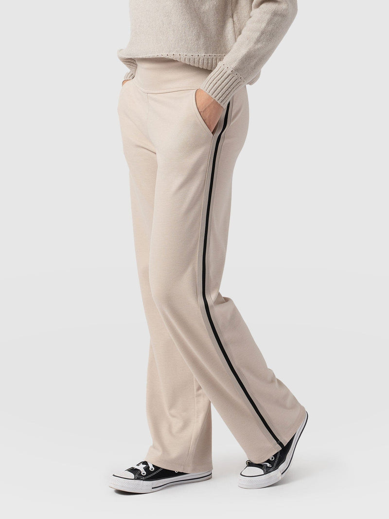 Runway Pant Light Beige with Gold Lurex Tape - Women's Trousers | Saint + Sofia® USA