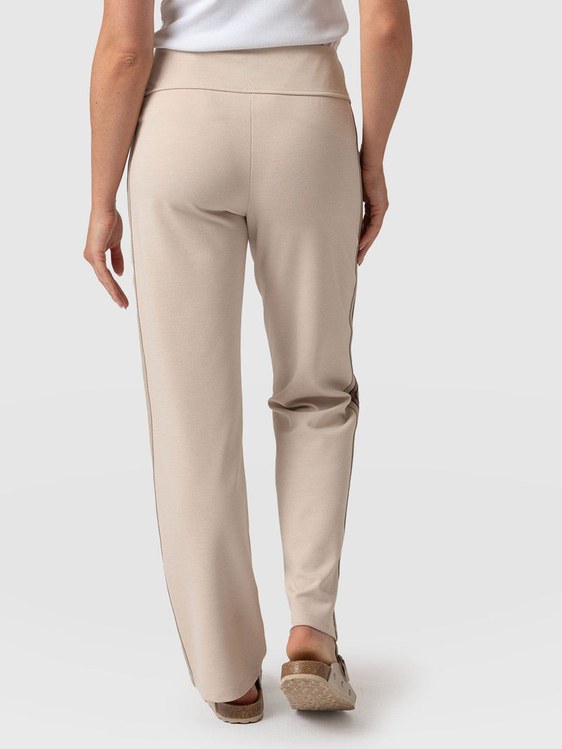 Runway Pant Light Beige with Gold Lurex Tape - Women's Trousers | Saint + Sofia® USA