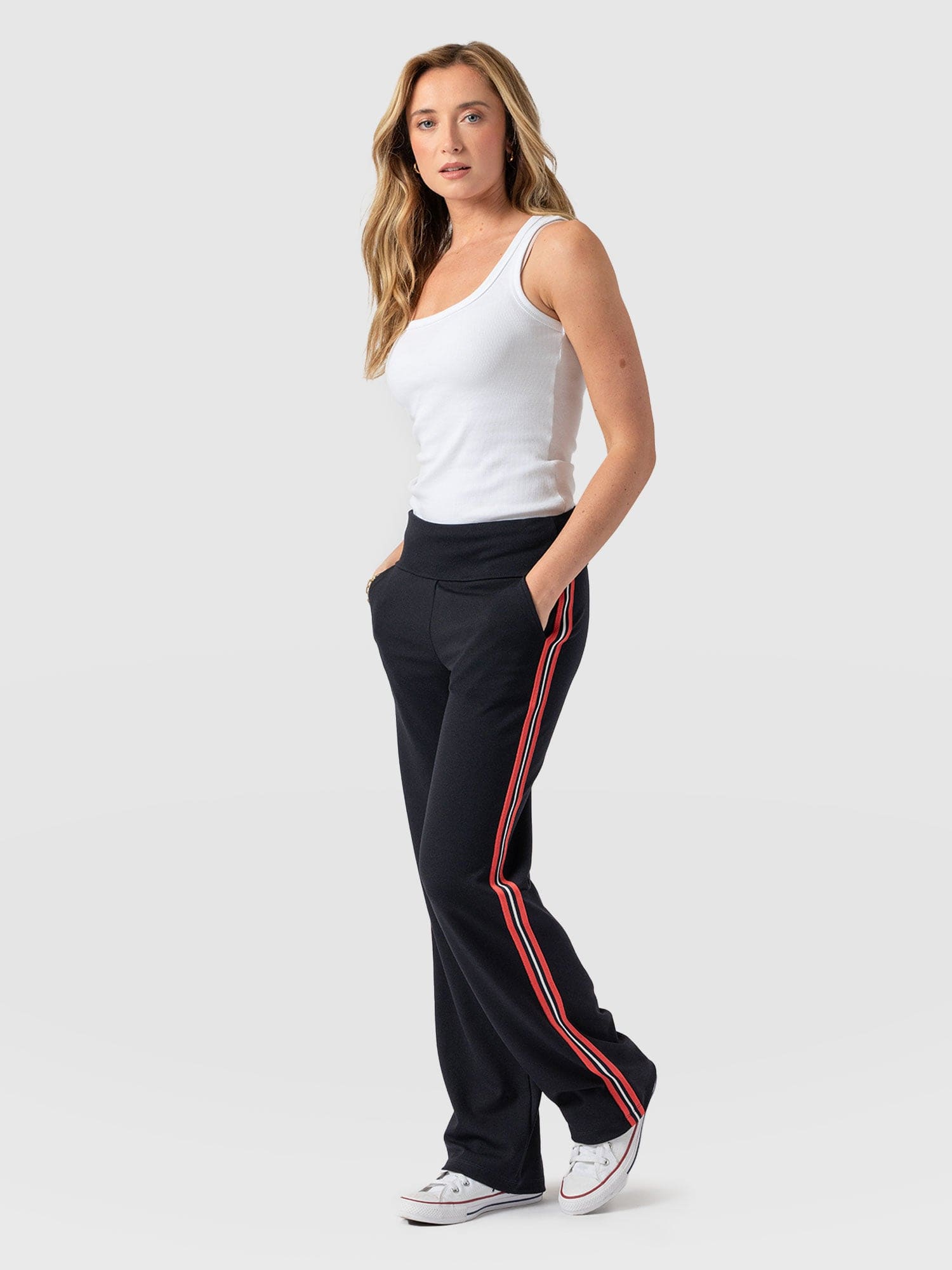 Runway Pant Navy Red Stripe - Women's Pants | Saint and Sofia® USA