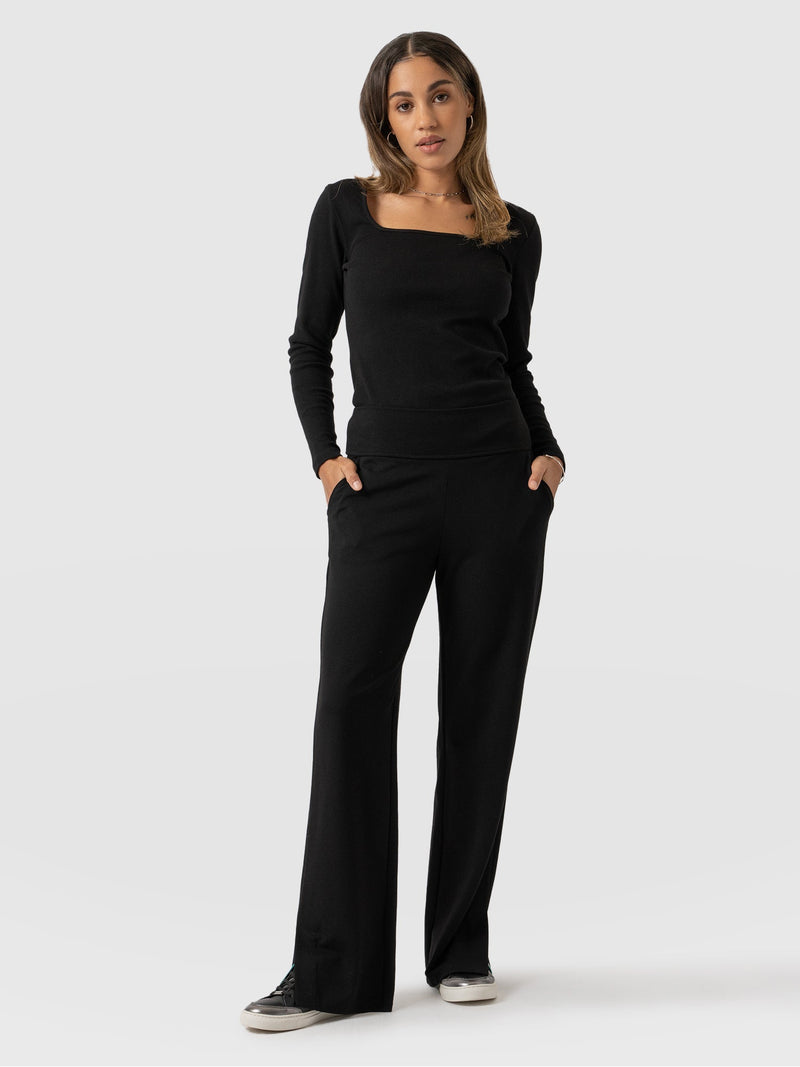 Runway Split Pant Black-Green - Women's Pants | Saint + Sofia® USA