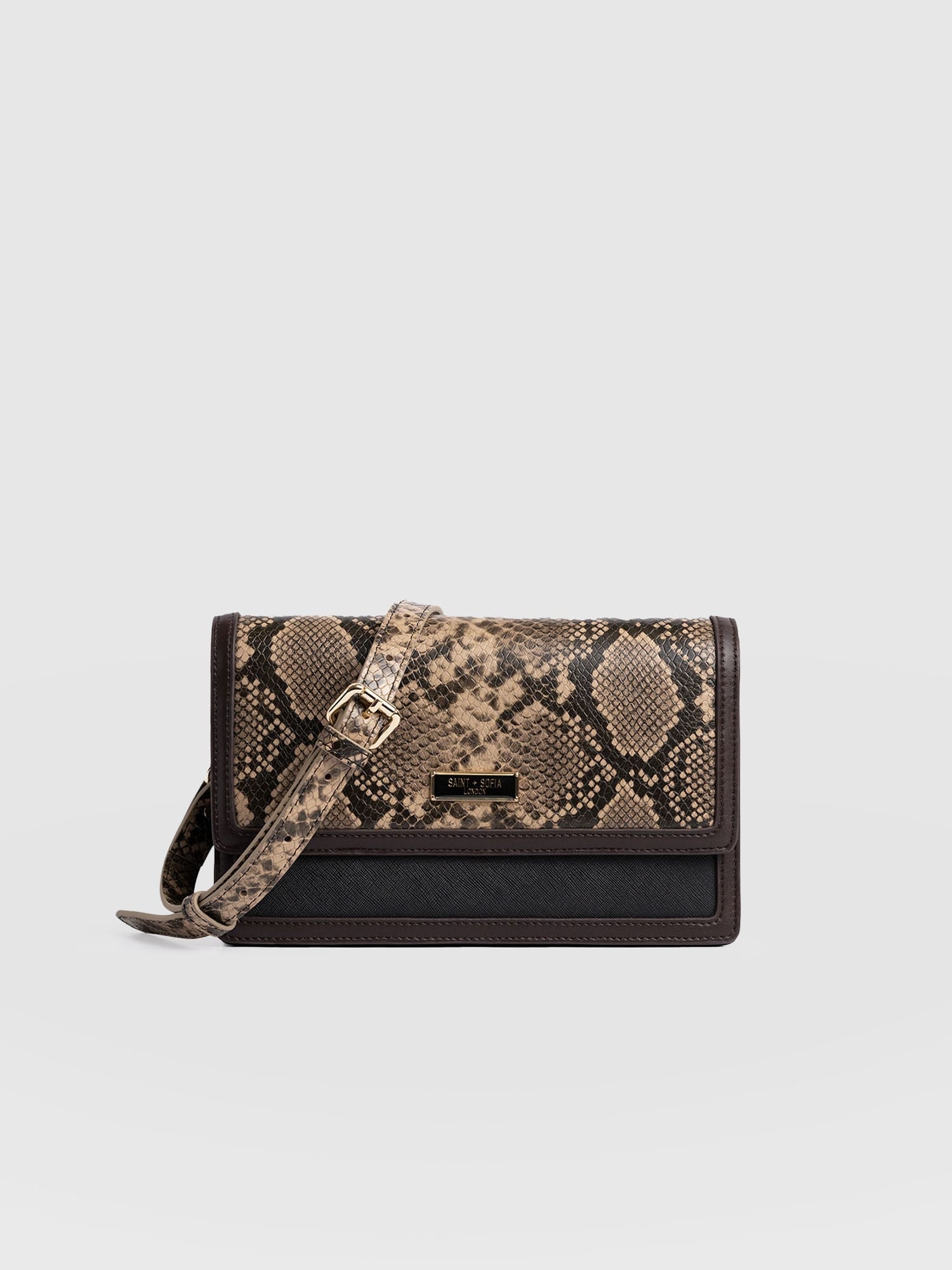 Rylee Cross Body Bag Brown Snake - Women's Cross-body Bag | Saint + Sofia® US