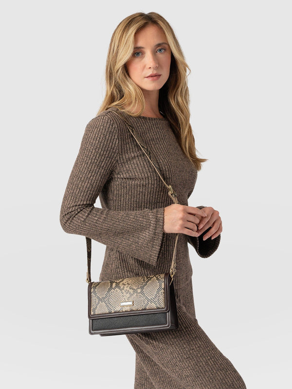 Rylee Cross Body Bag Brown Snake - Women's Cross-body Bag | Saint + Sofia® US