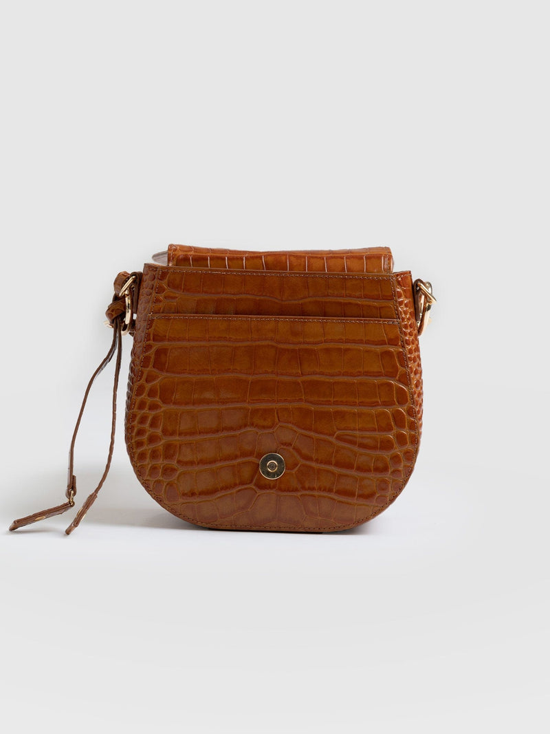 Saddle Bag Brown Croc - Women's Handbag | Saint + Sofia® USA