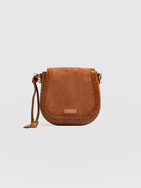 Saddle Bag Brown Croc - Women's Handbag | Saint + Sofia® USA