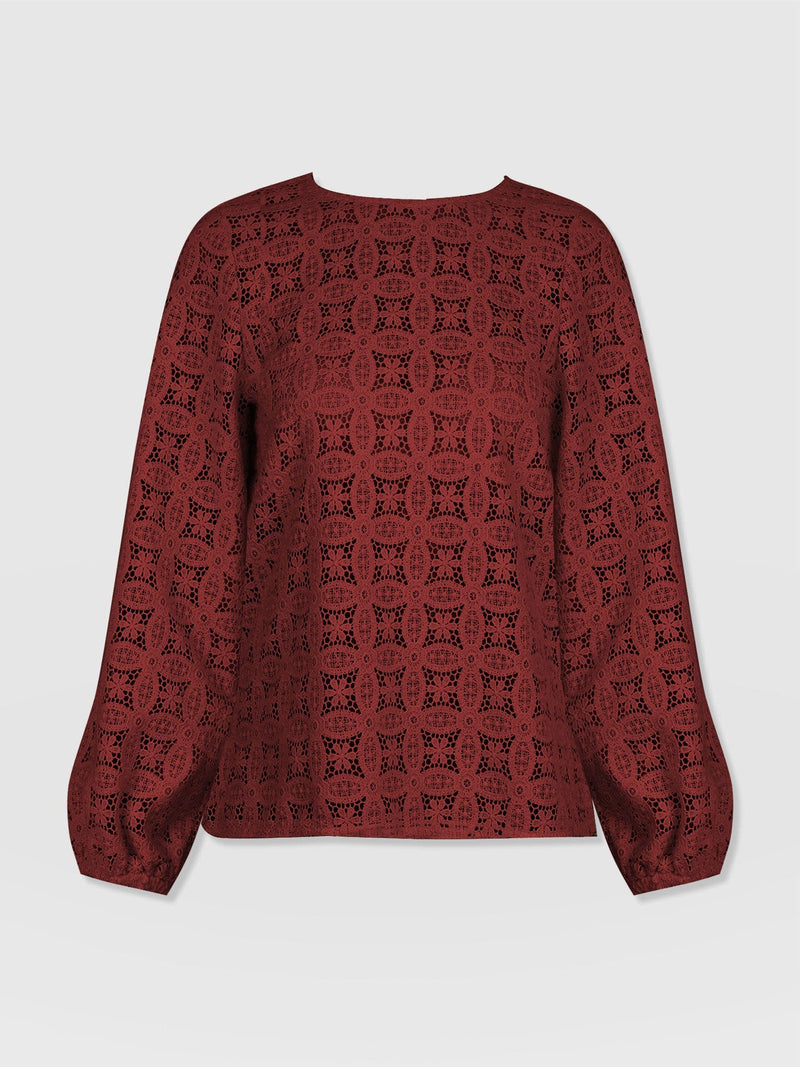Sadie Blouse - Burgundy - Women's Blouses | Saint + Sofia® USA
