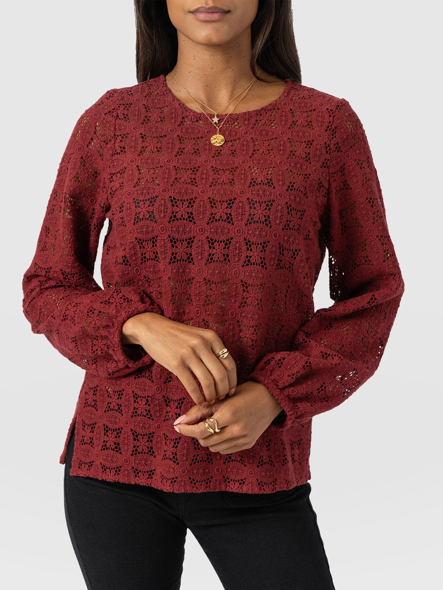 Sadie Blouse - Burgundy - Women's Blouses | Saint + Sofia® USA