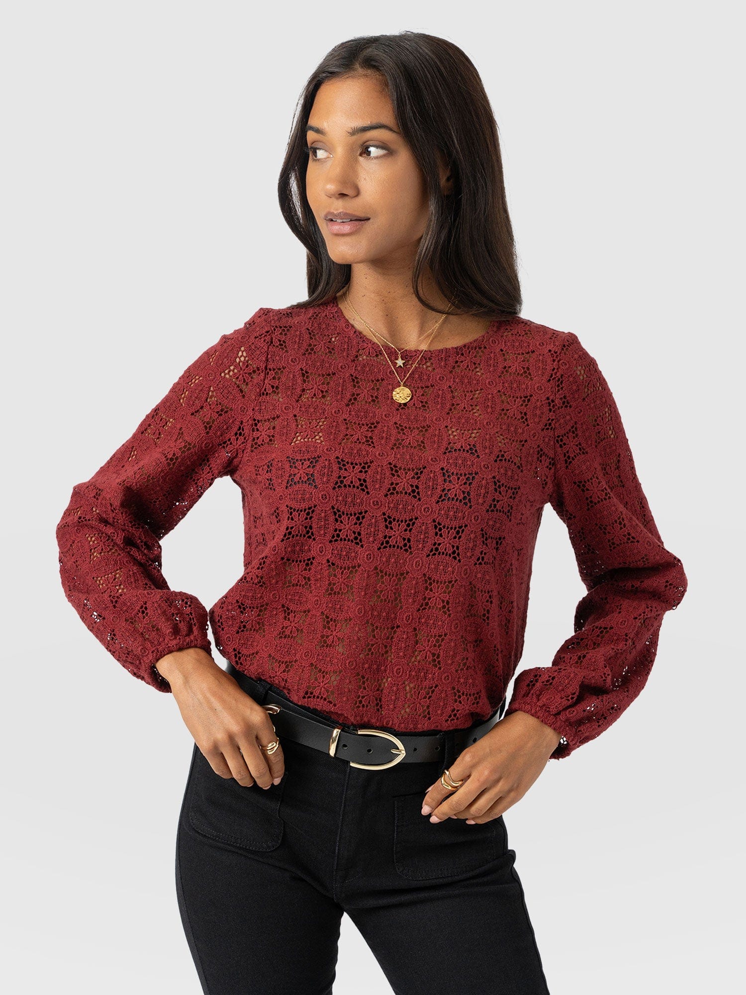 Sadie Blouse - Burgundy - Women's Blouses | Saint + Sofia® USA
