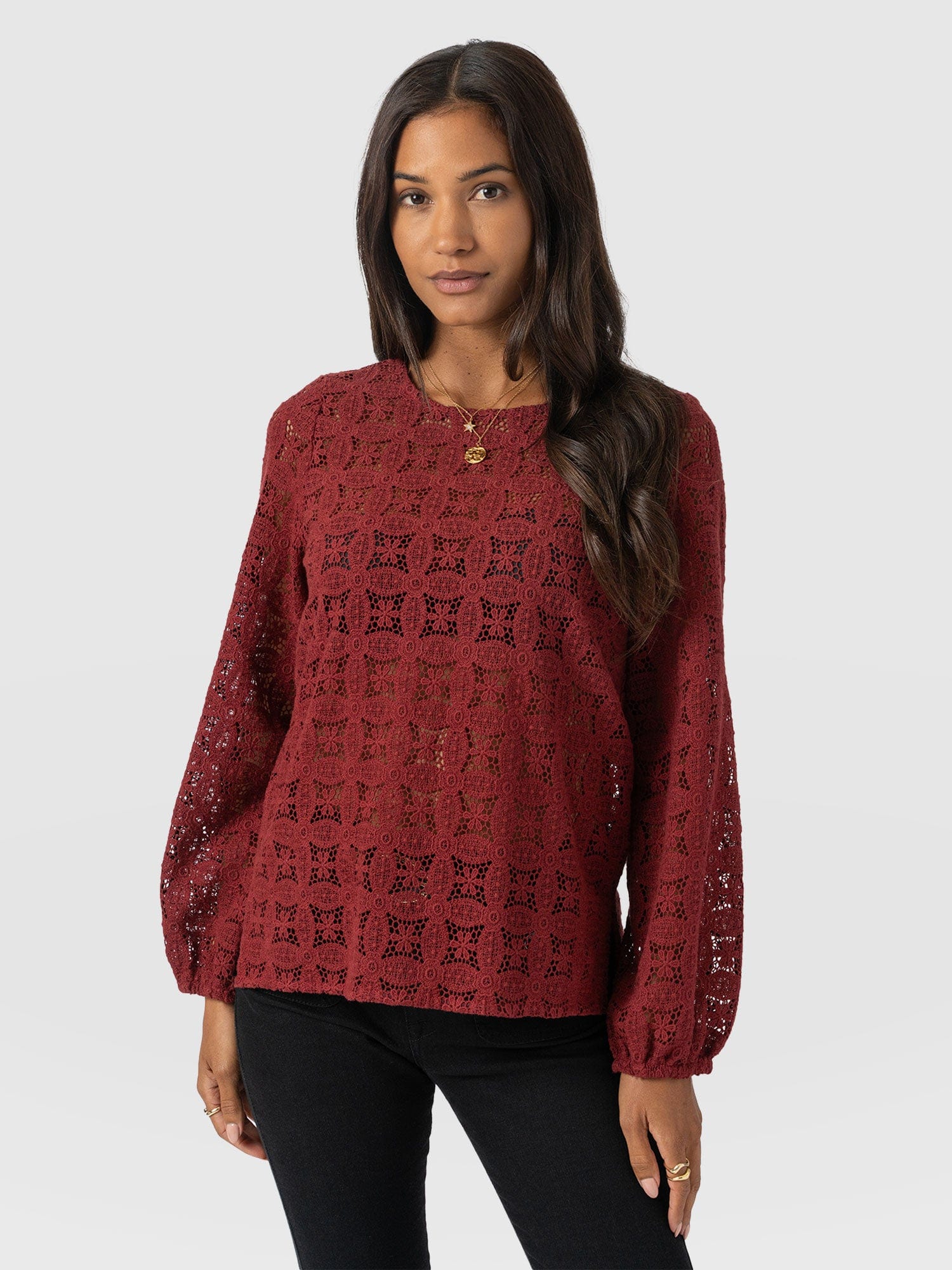 Sadie Blouse - Burgundy - Women's Blouses | Saint + Sofia® USA