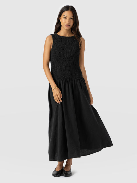 Sadie Shirring Dress - Black - Women's Dresses | Saint + Sofia® USA