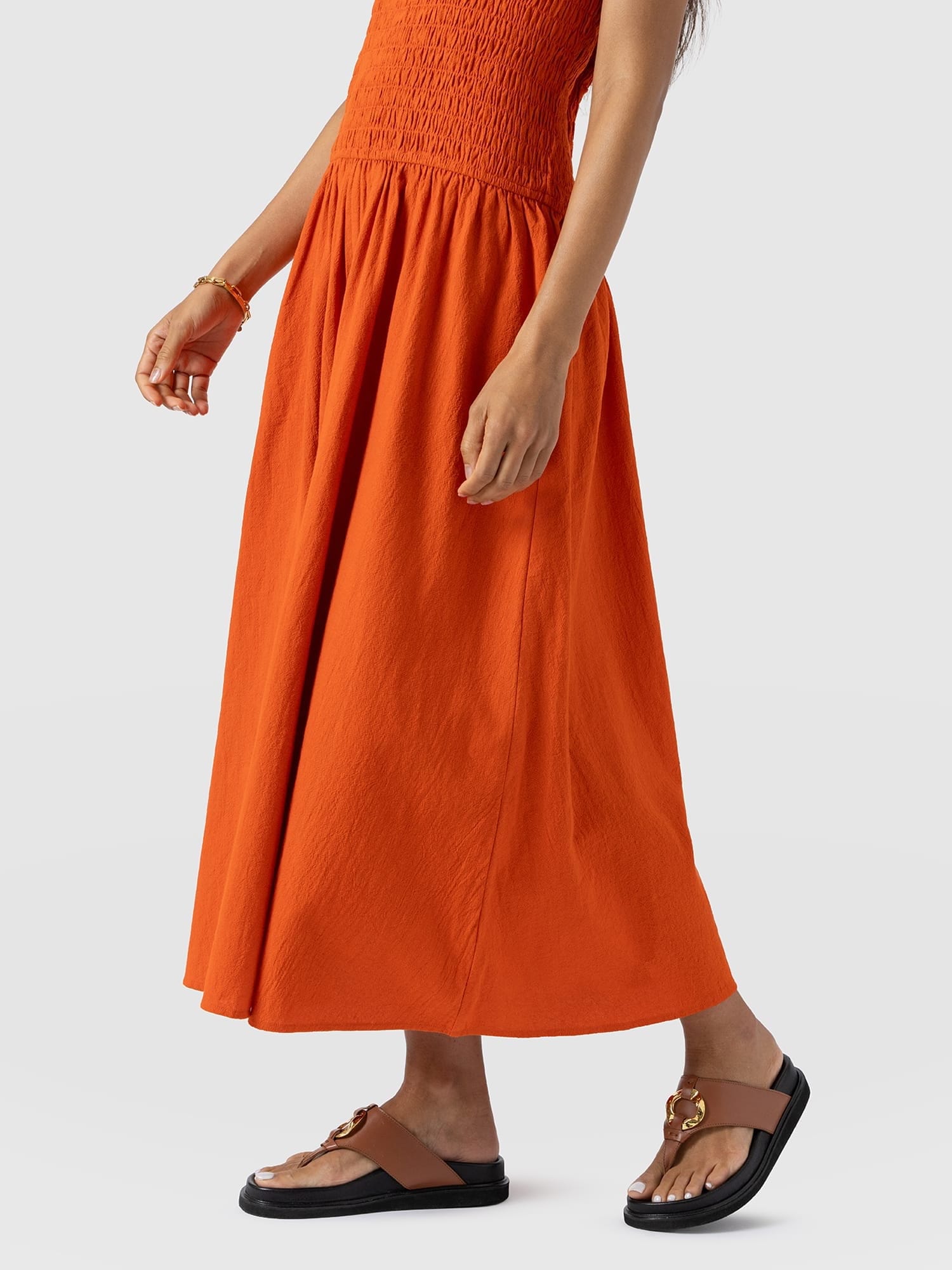 Sadie Shirring Dress - Burnt Orange - Women's Dresses | Saint and Sofia® USA
