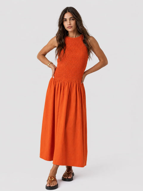 Sadie Shirring Dress - Burnt Orange - Women's Dresses | Saint and Sofia® USA
