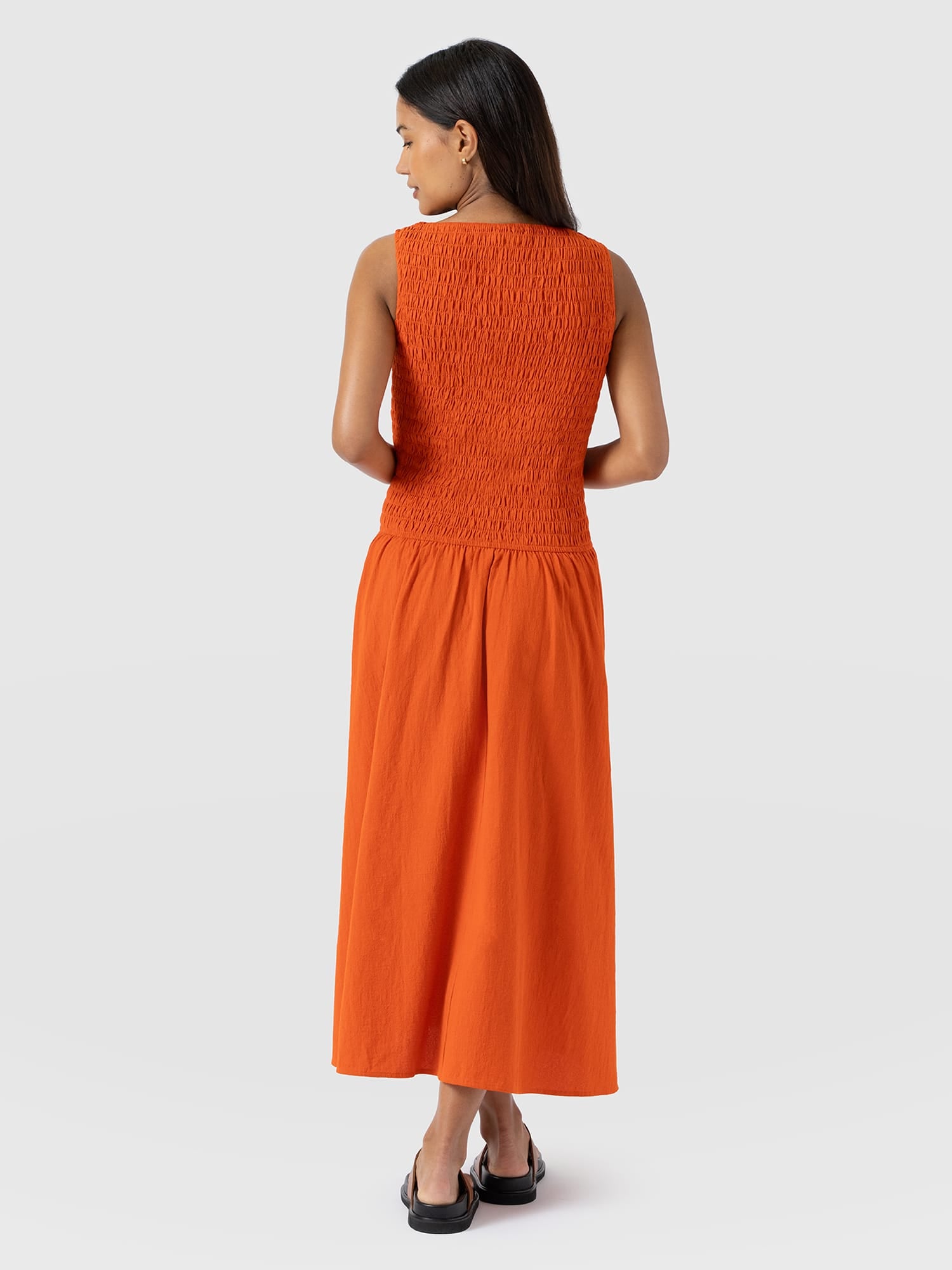Sadie Shirring Dress - Burnt Orange - Women's Dresses | Saint + Sofia® USA