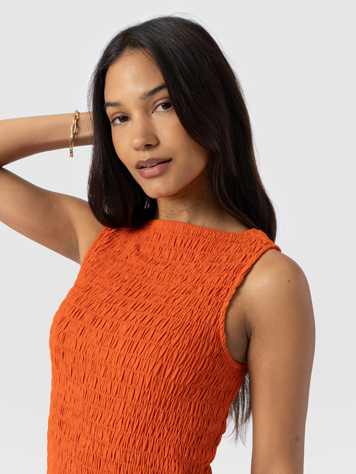 Sadie Shirring Dress - Burnt Orange - Women's Dresses | Saint + Sofia® USA