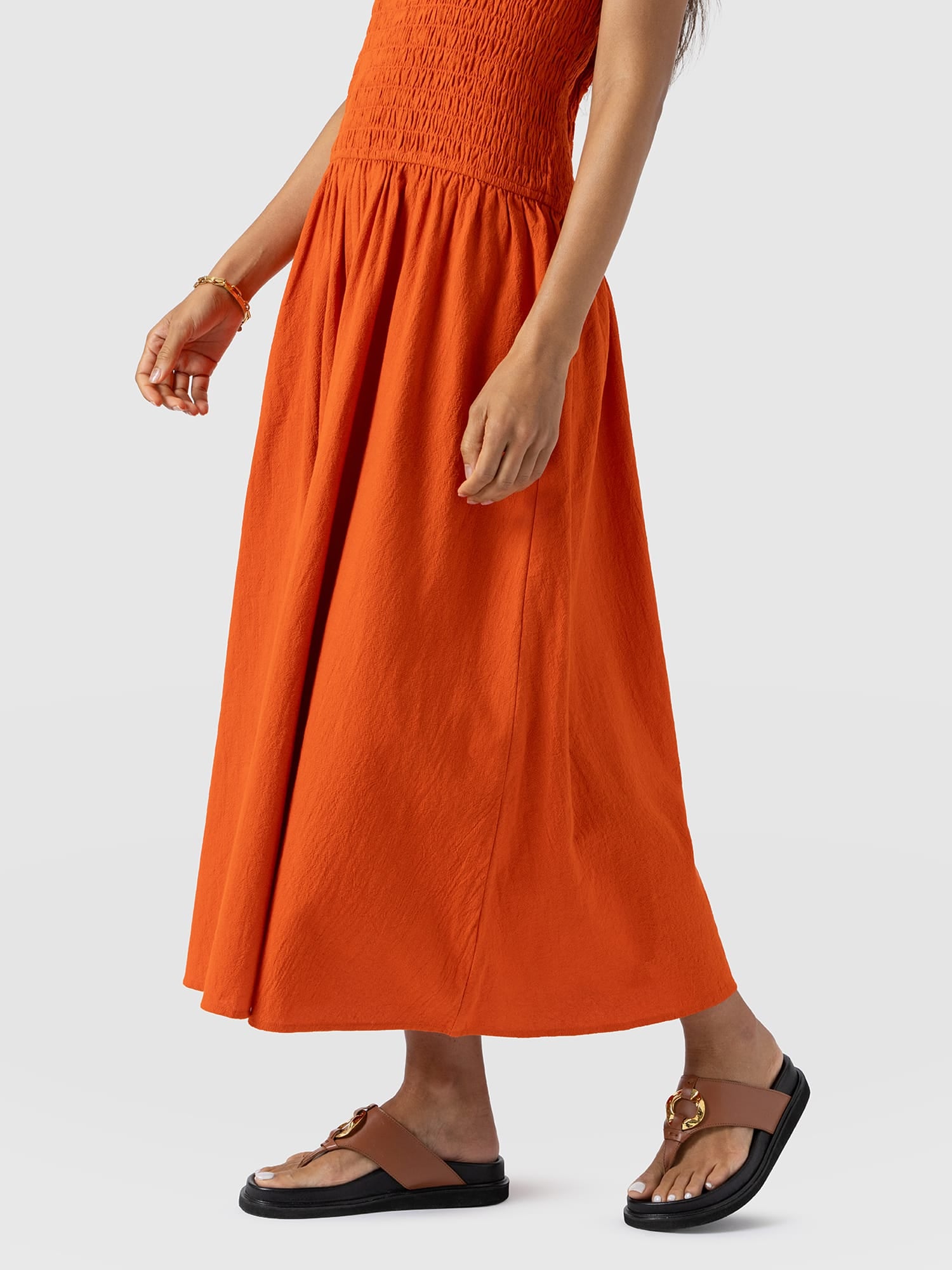 Sadie Shirring Dress - Burnt Orange - Women's Dresses | Saint + Sofia® USA