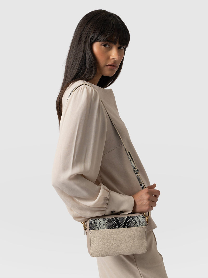 Saffiano Cross-Body Bag Nude Snake - Women's Leather Bags | Saint + Sofia® USA