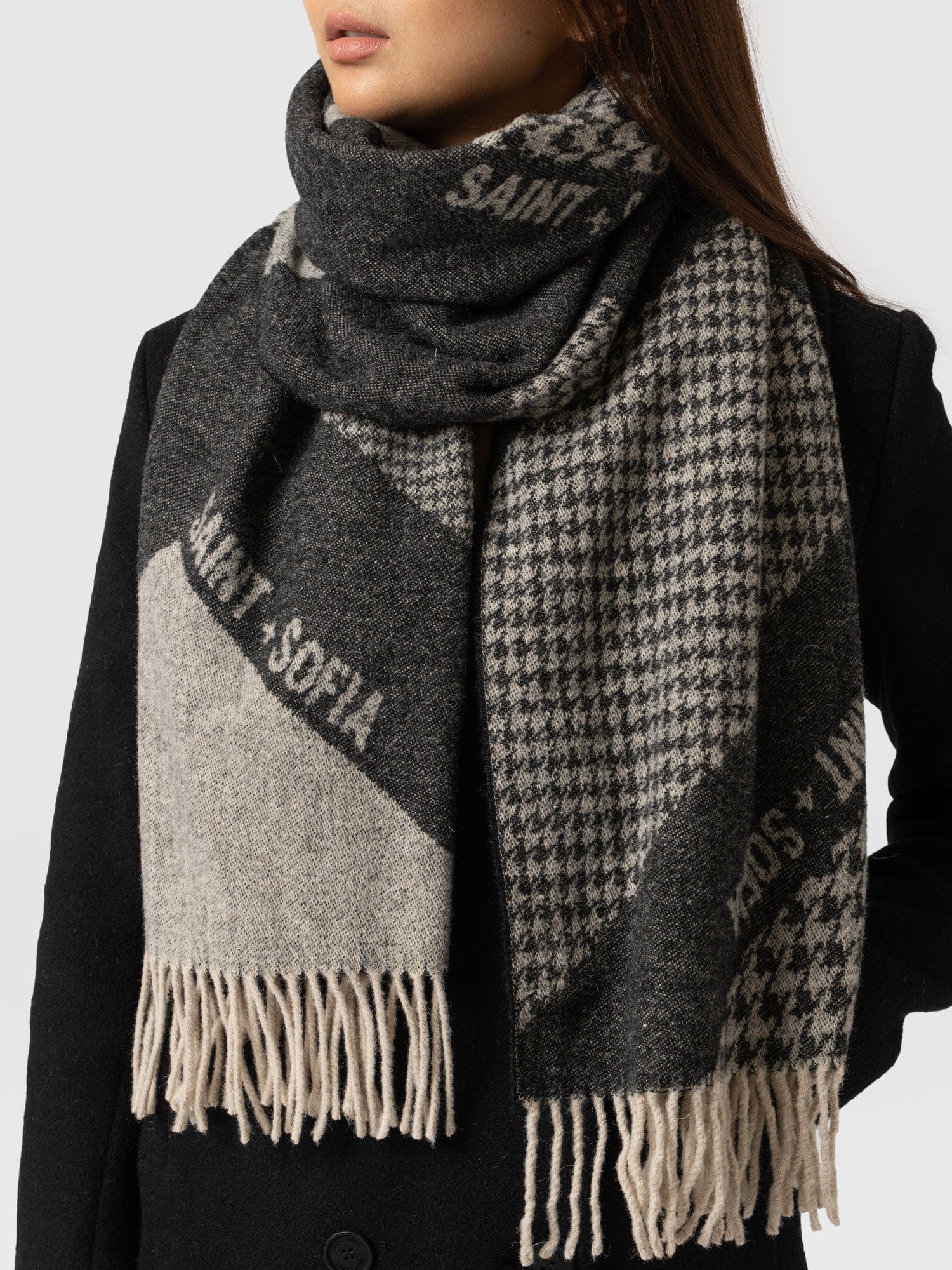 Saint + Sofia Scarf Black/Grey - Women's Scarves | Saint + Sofia® USA