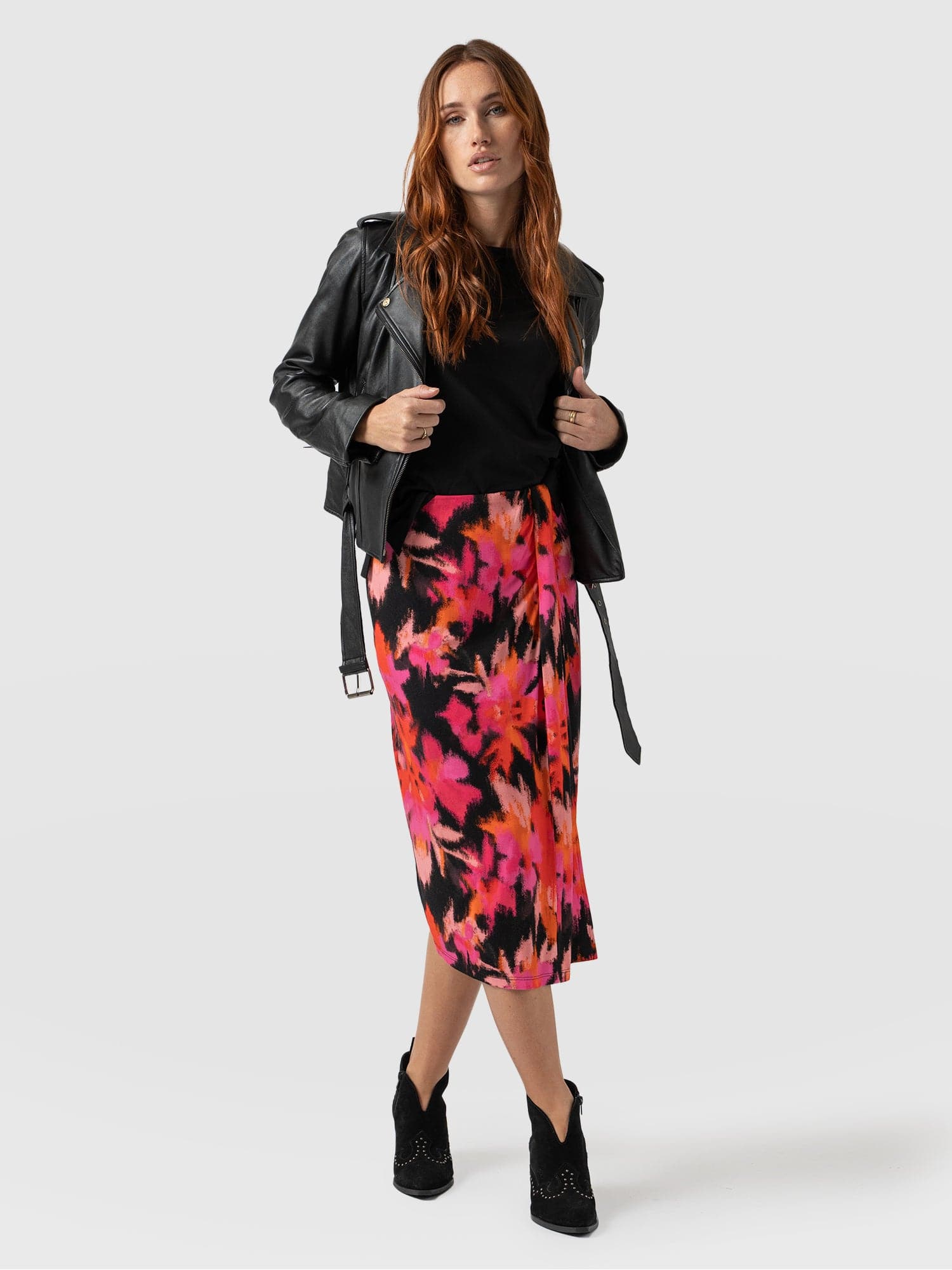 Womens black clearance floral pencil skirt