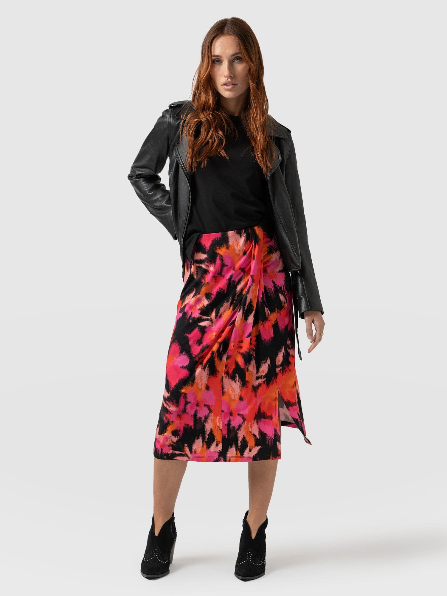 Salina Draped Skirt Black Soft Focus - Women's Skirts | Saint + Sofia® USA